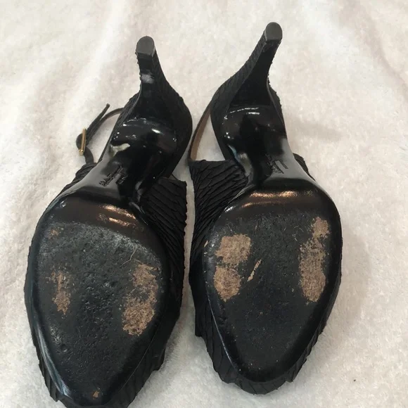 4 inches heels Salvador ferragamo shoes black open toes - Picture 4 of 5